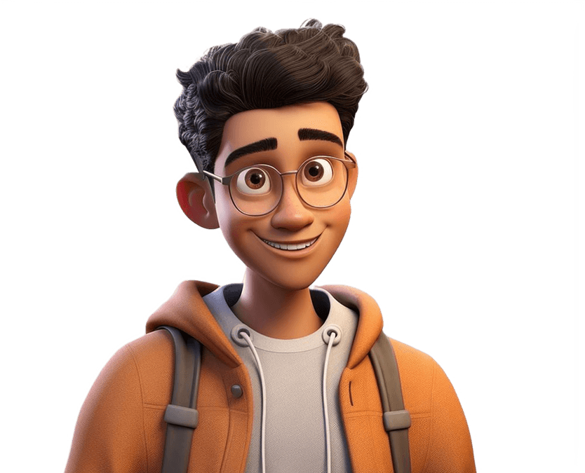 Male character with backpack